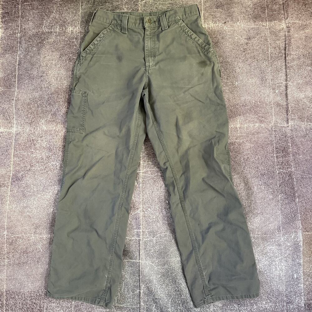 Men's Carhartt B151 Loose Fit Canvas Gray Utility Work Trousers Pants Sz 32 X 32